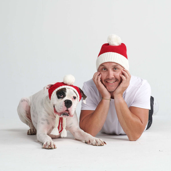 Gorro de punto con pompón para perro - Papá Noel