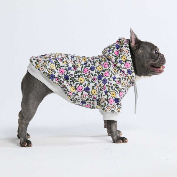 Sudadera Vintage Flower para Perro - Gris Claro