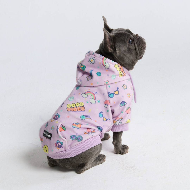 Sudadera con capucha para perro Good Vibes - Púrpura