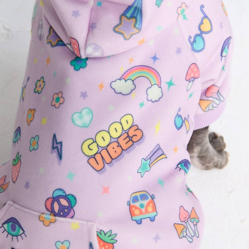 Sudadera con capucha para perro Good Vibes - Púrpura