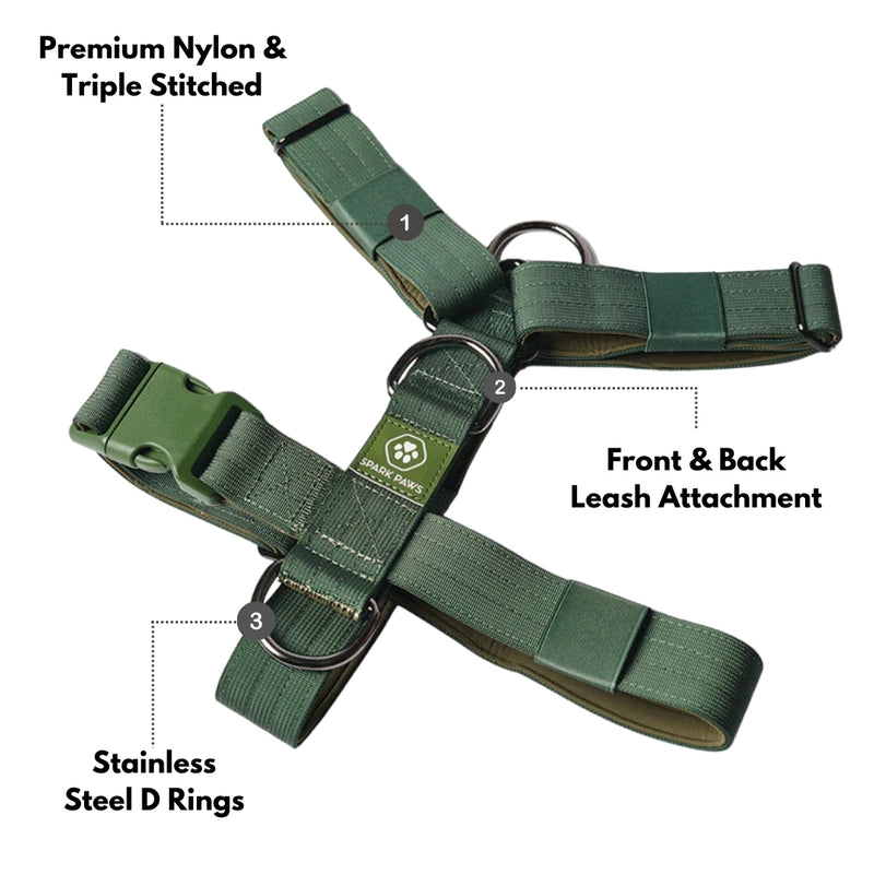 Juego de arneses para perros Comfort Control No-Pull - Verde militar