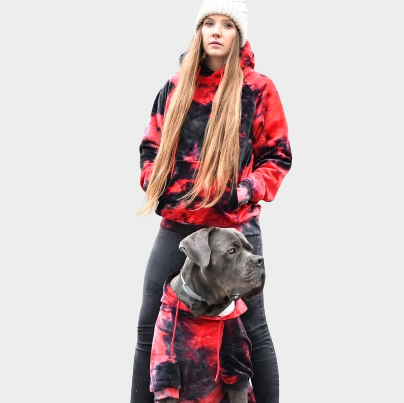 Sudadera de Terciopelo para Perros - Rojo y Negro