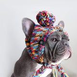 Gorro tejido con pompones para perros - Caleidoscopio